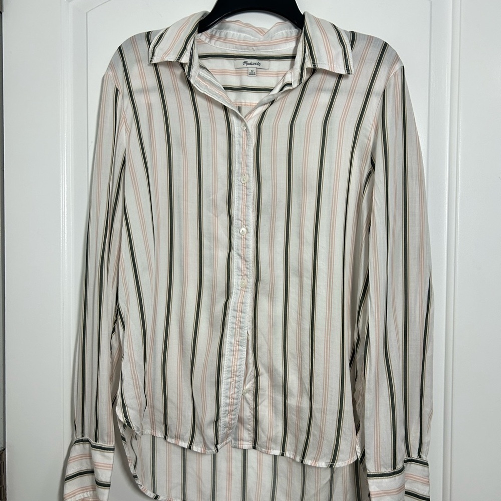 Madewell Women’s Signature Striped Oversize Button-Up Shirt size 12 boho preppy - Picture 15 of 15